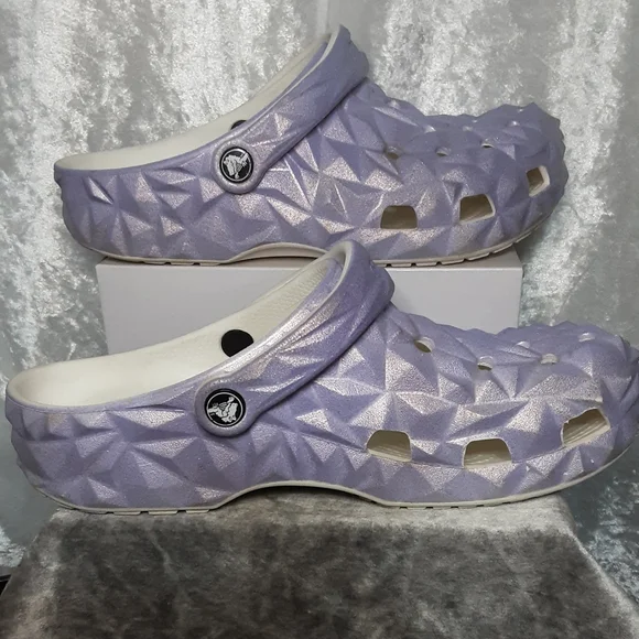 CROCS Geo Clog Shoes Lavender Sparkle Womans 9 Mens 7 - Picture 6 of 11